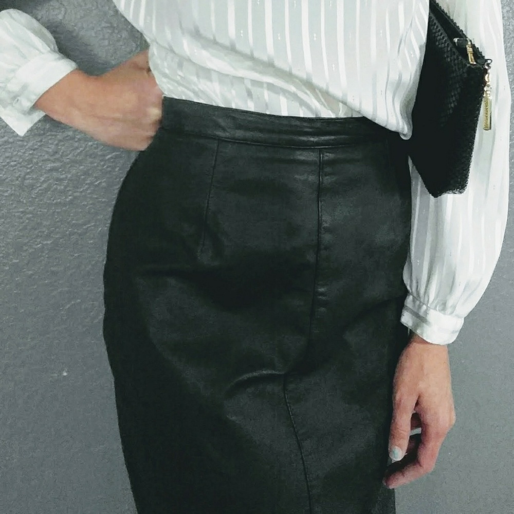 Genuine Leather Pencil Skirt, 7/8